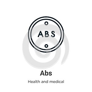 Abs outline vector icon. Thin line black abs icon, flat vector simple element illustration from editable health concept isolated