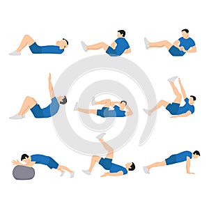 ABS workout for men. Sport exercise for perfect abs. Fit body and healthy lifestyle. Muscle training