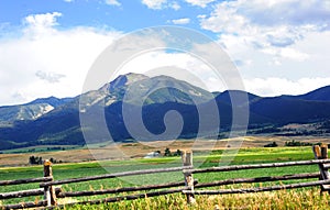 Absaroka Mountains Loom Over Farm photo