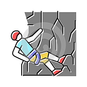 abseiling extreme sport color icon vector illustration