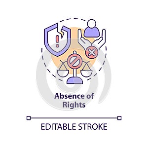 Absence of rights concept icon