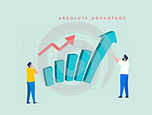 Absolute advantage business illustration. Achieve cost-effective production and competitive sales differences