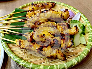 Absolutely delicious chicken satay in Jalan Alor Kuala Lumpur Malaysia