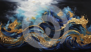 Absolutely stunning Generative Ai illustration of wave and cloud texture combined to create abstract surreal landscape background