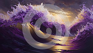 Absolutely stunning Generative Ai illustration of wave and cloud texture combined to create abstract surreal landscape background