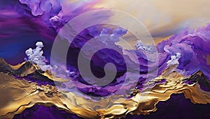 Absolutely stunning Generative Ai illustration of wave and cloud texture combined to create abstract surreal landscape background