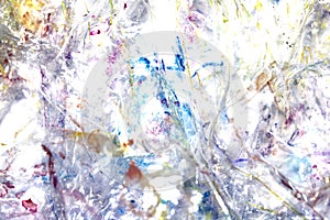 Absract background of shiny plastic and bubbles dreating bright sci-fi style texture background