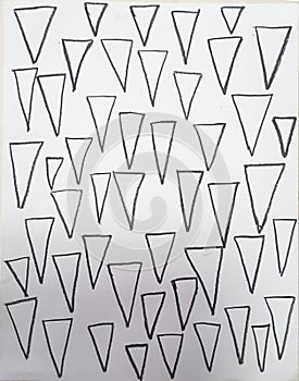Absreact black triangle art on white background made by pencil color photo