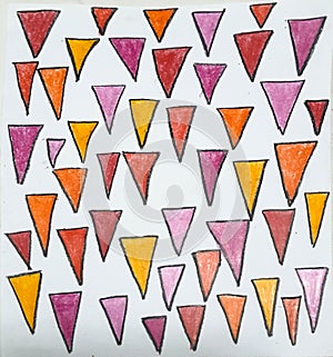 Absreact colorful triangle art on white background made by pencil color photo