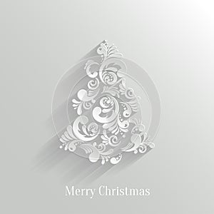 Absrtact Floral Christmas Tree Background