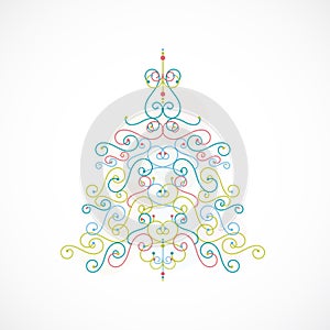 Absrtact floral christmas tree background.