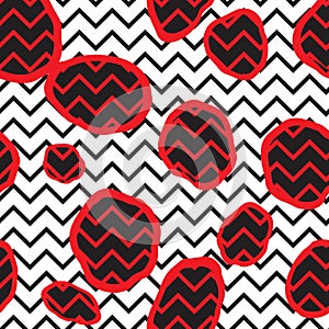 Abstact seamless pattern. Dotted line texture. Dot and zig-zag l