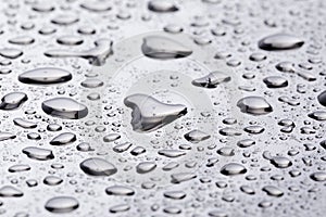 Abstact water drops on poniched stainless steel surface