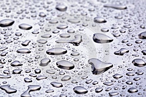 Abstact water drops on poniched stainless steel surface
