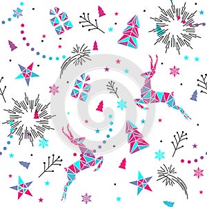 ABSTARCT ELEMENTS OF HOLLY HOLIDAY. MERRY CHRISTMAS SEAMLESS PATTERN VECTOR.