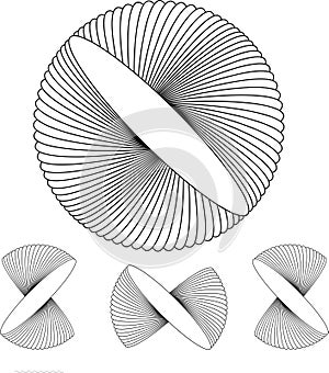 Abstarct geometric circle isometric shape black and white vector