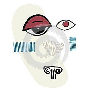 Abstarct surreal faces. Surreal line portraiture, avant-garde, Picasso-esque design, fantastic, extraordinary, face line art