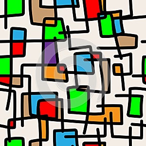 Seamless pattern with hand drawn rectangles. Vector illustration.