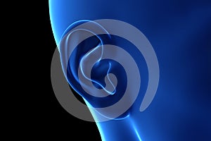 an abstrac blue female ear