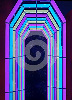 Abstrack neon light background ,Entrance concept