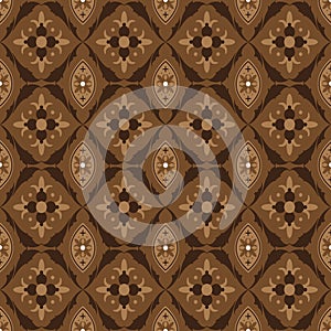 Abstrack pattern on Central Java batik with seamless brown color design