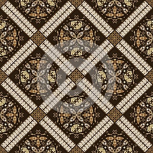 Abstrack pattern Kawung batik with seamless brown color design