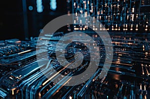 abstracl background showing green elecronic circuits artificial intelligence concept