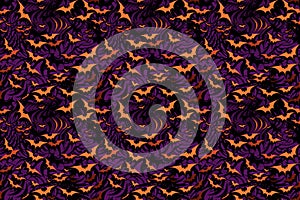 Abstract 2D Halloween Bats Pattern Background Illustration Seamless Tile