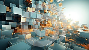 Abstract 3 D background - technology, business, communication, computers, future, virtual reality. H