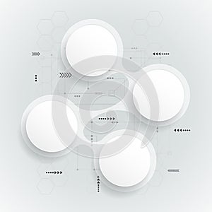 Abstract 3 d white paper circle on circuit board