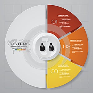 Abstract 3 steps modern pie chart infographics elements.Vector illustration.