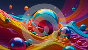 Abstract 3D background with balls, waves pattern decoration