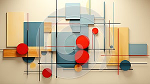 Abstract 3D background in Bauhaus style with geometric elements. AI generation