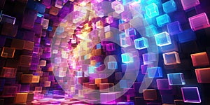 Abstract 3d background with colorful cubes, AI