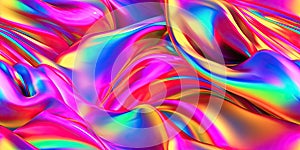 Abstract 3D Background with colorful Wavy Lines. Seamless rainbow background pattern. Generative AI