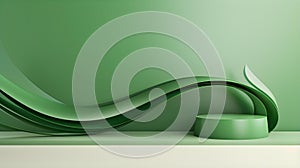 Abstract 3D Background of Curves and Swooshes in green Colors. Elegant Presentation Template