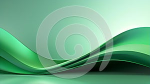 Abstract 3D Background of Curves and Swooshes in green Colors. Elegant Presentation Template