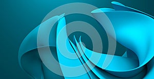 Abstract 3d background light blue wavy shape 3d rendering illustration