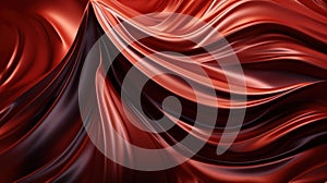 Abstract, 3d background, liquid red wavy texture. Generative Ai