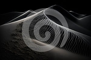 Abstract 3d background made of black and white sand dunes.