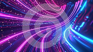 Abstract 3D background with neon lines, digital futuristic wallpaper with 3D rendering
