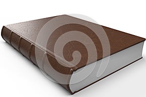 Abstract 3d background with tome encyclopedia book bound in brown leather