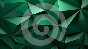 Abstract 3D Background of triangular Shapes in green Colors. Modern Wallpaper of geometric Patterns