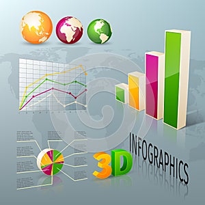 Abstract 3d business infographics design elements