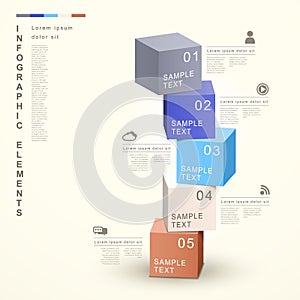 Abstract 3d cube tower infographics