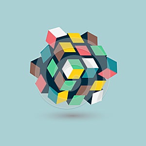 Abstract 3d cubes form, team building concept, illustration