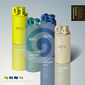 Abstract 3d cylinder infographics