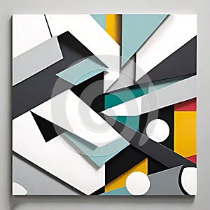 Abstract 3D design background. Simple abstract expressionist collage style, oil paint