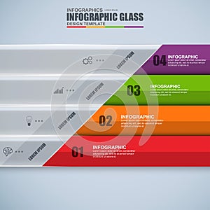 Abstract 3D digital business glass Infographic