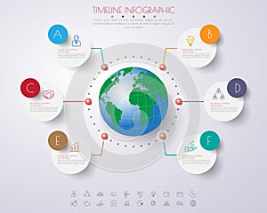 Abstract 3D digital illustration Infographic with world map